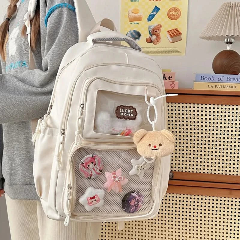 Japanese Style Kawaii Backpack Girls Transparent Ita Bag Women Large Capacity Backpack Fashion School Bag for College Student JK - M & M Global