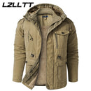 LZLLTT Men Winter Warm Parkas Mens Fleece  Jacket Parkas Men Casual Cotton Outdoor Fur Trench Padded Jackets Coats