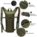 Tactical Water Hydration Pack - Military Class Camel Backpack with 3L Leakproof Water Bladder for Running, Jogging, Cycling - M & M Global