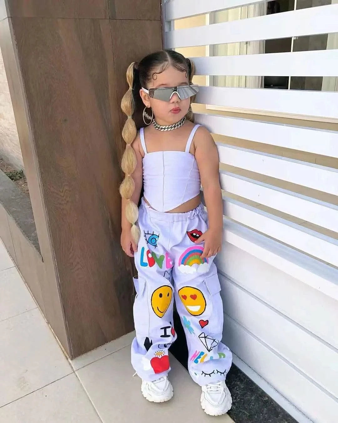Children's Clothing Girl's Clothes 2 Pcs Set Summer Suspender Top+Long Pants Kid Girl Fashion For 3 4 5 6 7 8Y - M & M Global