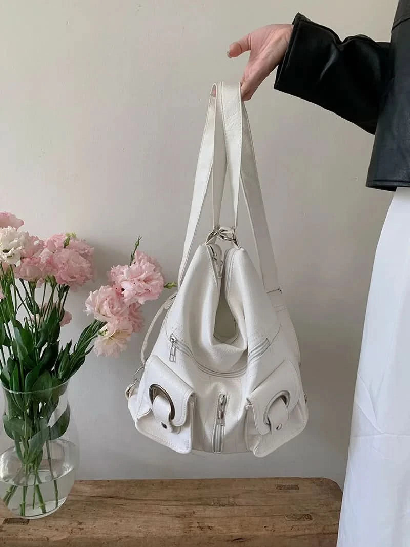 Vintage Women's Bag Leather Multifunctional Shoulder Bag Fashion Ladies Backpack Waterproof Wearable Square Backpacks - M & M Global