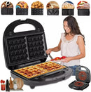 6 in 1 Waffle Iron Set, Panini Press Grill and Electric Sandwich Maker with Removable Non-Stick Plate, Ideal for Cooking Grilled - M & M Global