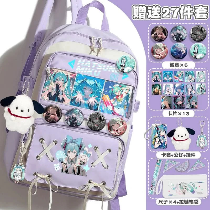 Miku Future School Backpack for Girls 2025 New Fashion Print Youth Pain Bag Large Capacity Backpack for School - M & M Global
