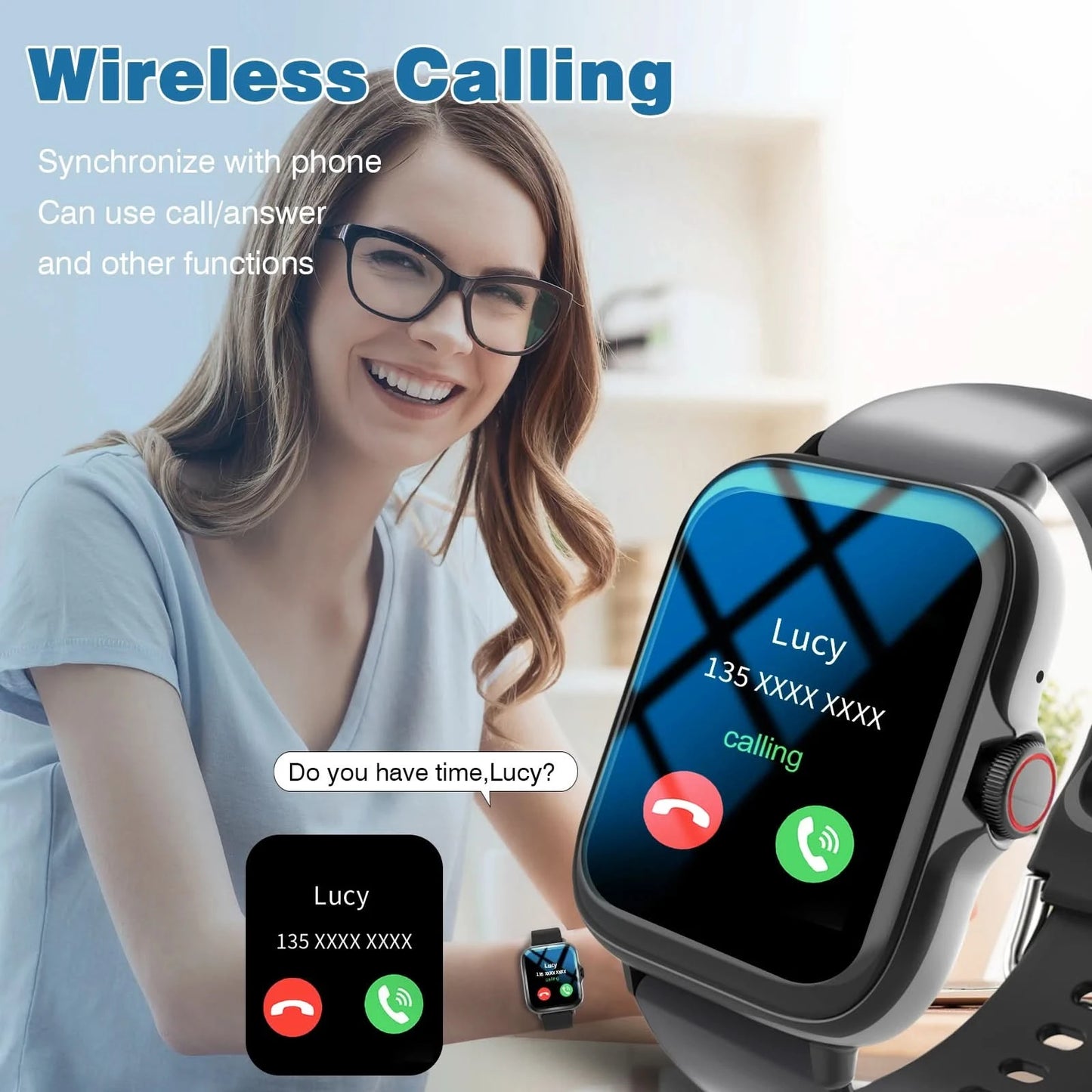 New Smartwatch, Answer/Make Calls, Message Reminders, Multi-Sport Mode, Weather Forecast, Suitable For Men/Women