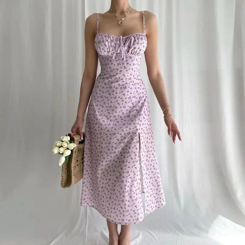 Women Elegant Floral Beach Vacation Bodycon Streetwear Long Dress 2024 Summer Clothes Wholesale Items For Business - M & M Global