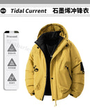 New Winter Men's Cotton Jacket Lined Graphene Design Windproof Waterproof Thermal Coat Ski Hooded Trench Windbreaker