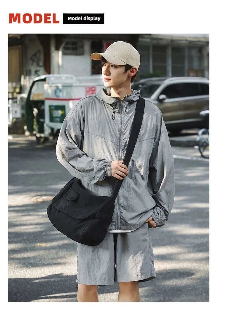 Casual Canvas Messenger Bag Versatile Flip Large Capacity Shoulder Book Bag For Student Adjustable Crossbody Bag For Men Women - M & M Global