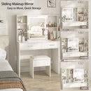 Vanity Desk with Mirror and Lights, Makeup Vanity with 5 Drawers, Makeup Desk with Charging Station and Ample Storage, Dressing