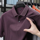 100% pure cotton boutique short sleeved high-end men's polo shirt summer high-quality solid color topsbusiness casual T-shirt