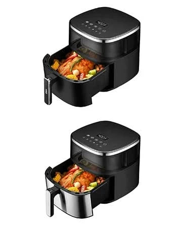 5qt Air Fryer Compact Knob Black for dorm office - 4.7L Airfryer with Window 1400W Visual Basket - Non-Stick Pan, Manuel Control - M & M Global