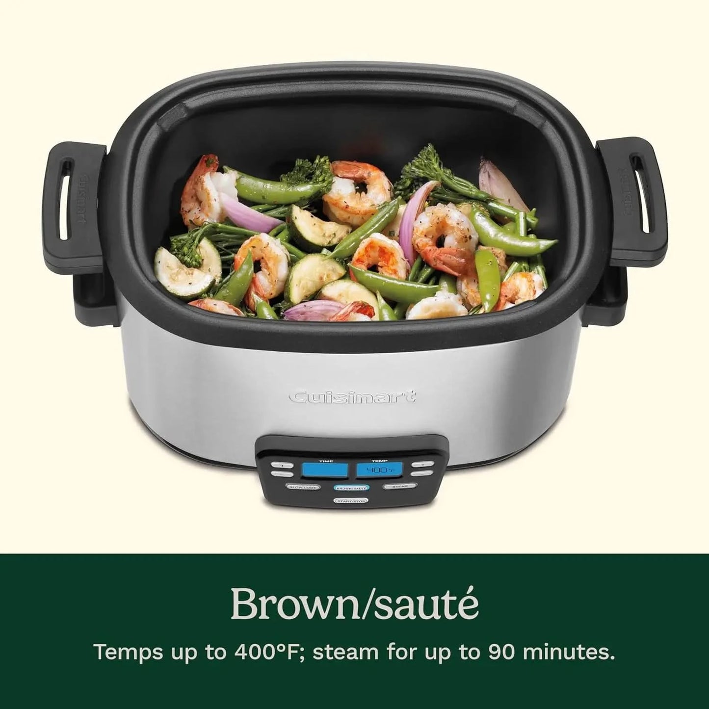 MSC-600 3-In-1 Cook Central 6-Quart Multi-Cooker: Slow Cooker, Brown/Saute, Steamer, Silver - M & M Global
