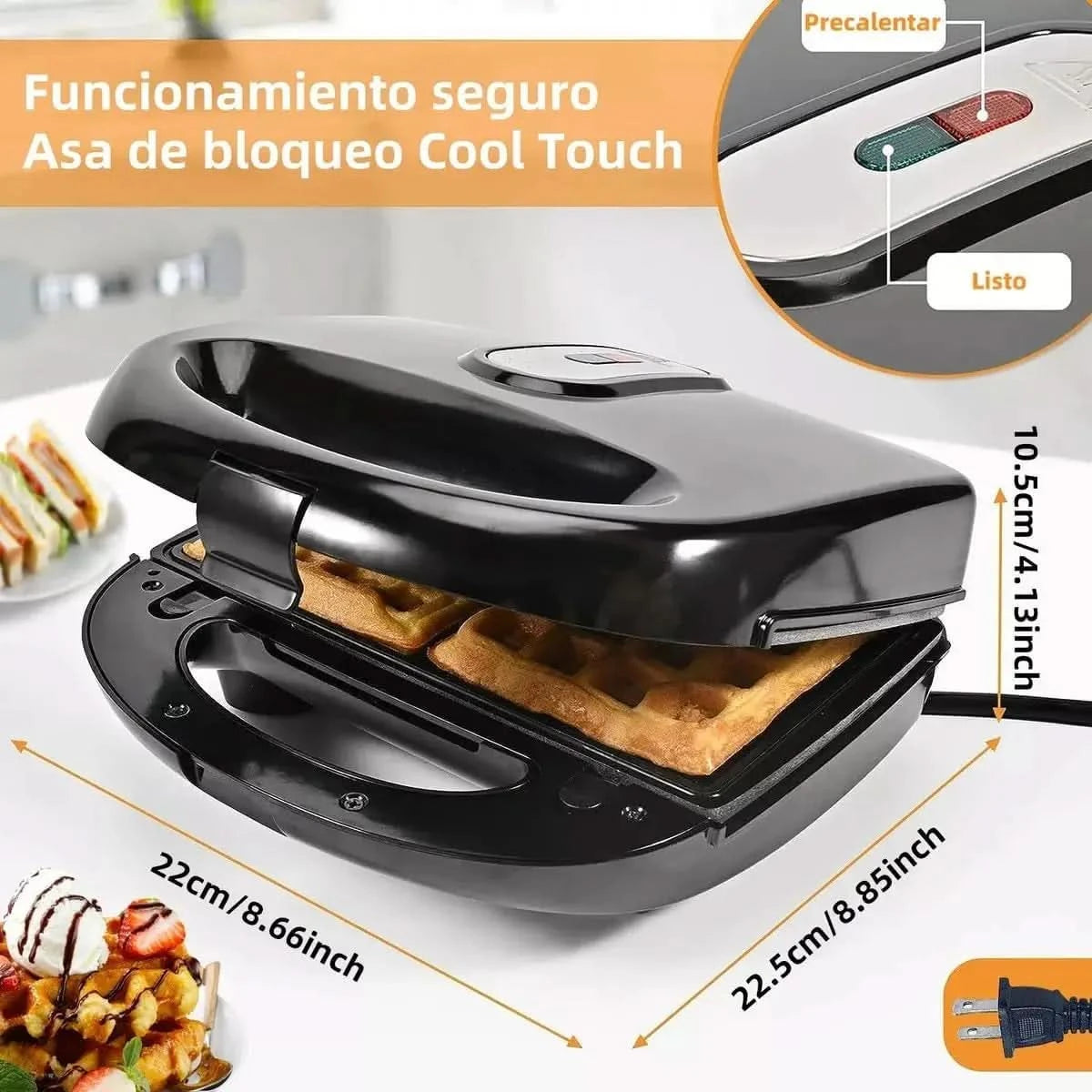 6 in 1 Waffle Iron Set, Panini Press Grill and Electric Sandwich Maker with Removable Non-Stick Plate, Ideal for Cooking Grilled - M & M Global