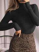 O Neck Long Sleeve Solid Color Sexy Bodysuit Women Autumn Winter Body Top Casual High Waist Lady Streetwear Bodysuits