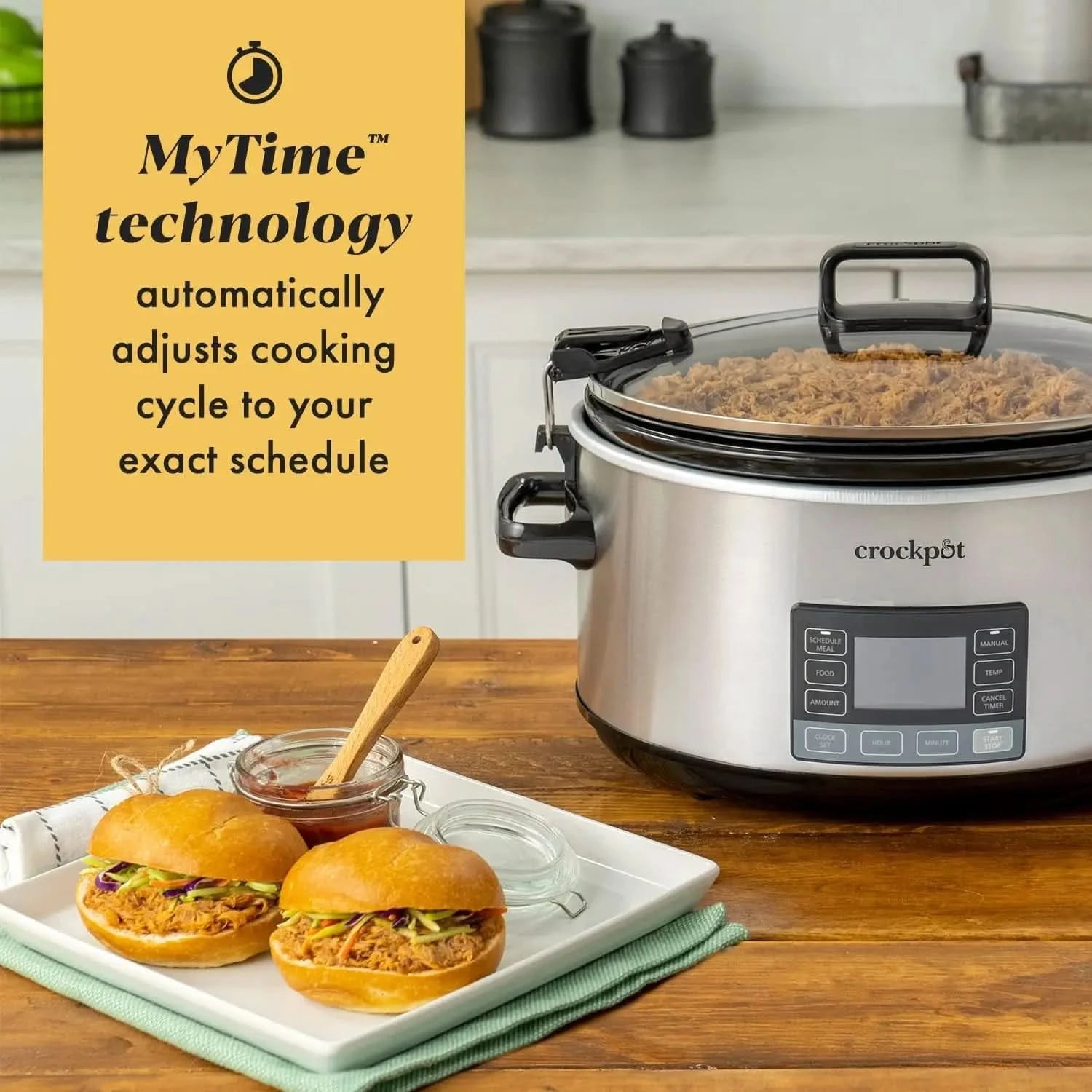 7-Quart Slow Cooker, Portable Programmable with Timer, Locking Lid, Stainless Steel; an Essential Kitchen Appliance, Perfect for - M & M Global