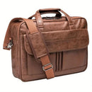 Vintage Messenger Bag for Men 17 Inch Laptop Briefcase Multi Pocket Faux Leather Shoulder Bag Business Crossbody Bag Travel - M & M Global