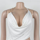 Doyerl Halter V-neck Backless One Piece Jumpsuit Women Sexy Hollow Out Sleeveless Night Club Outfits Birthday Rompers Overalls