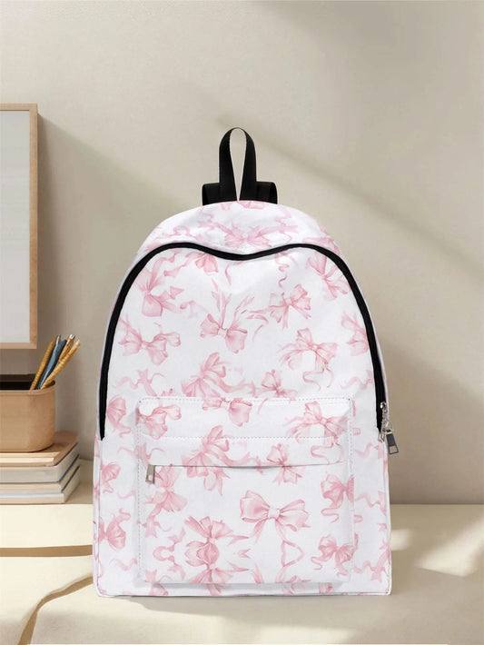 Bow pattern backpack, 2025 new model, casual travel backpack, lightweight and simple casual travel backpack - M & M Global