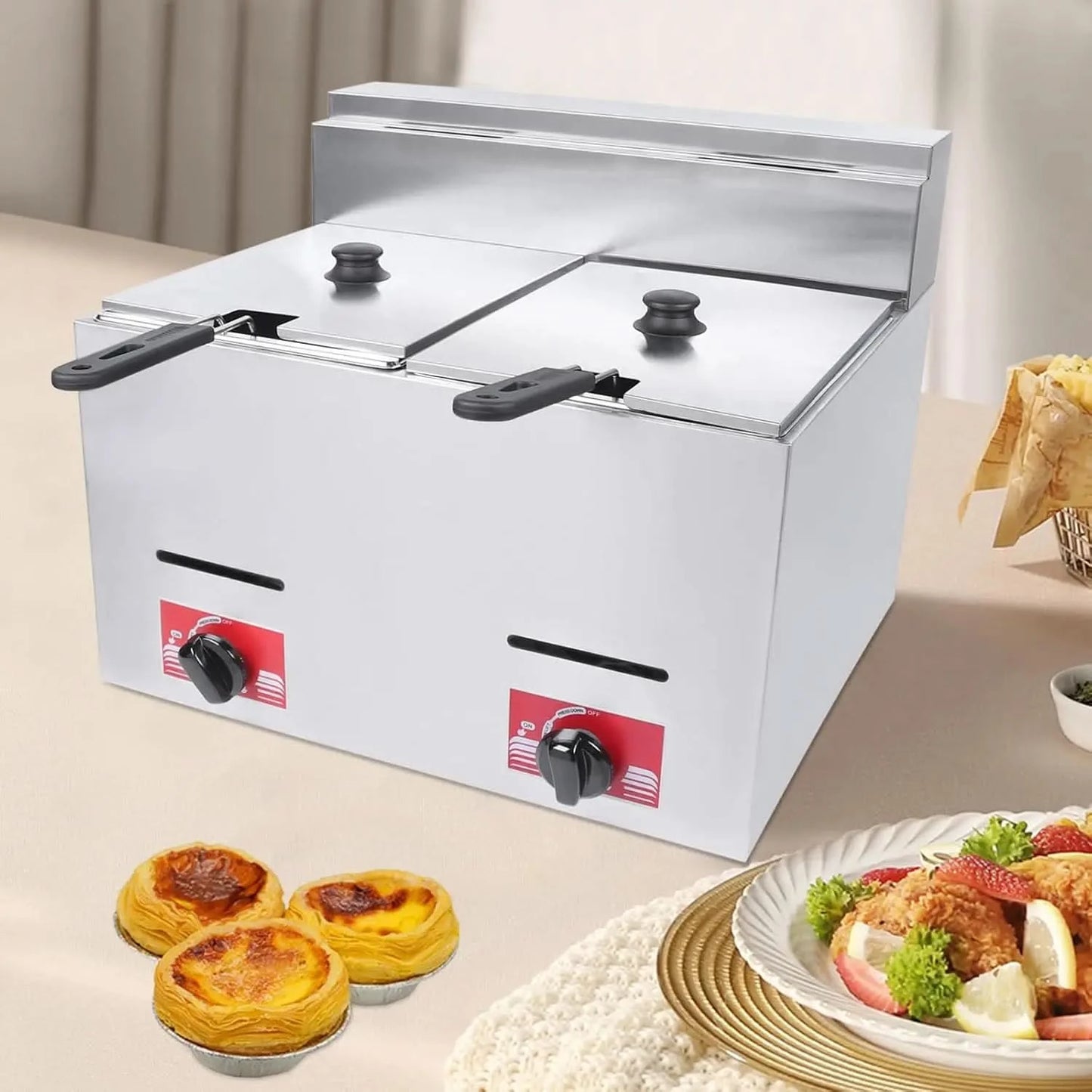 Propane Deep Fryer, Commercial Deep Fryer Propane Outdoor Fryers With Baskets Propane Stainless Steel Outdoor Fish Fryer for Hom - M & M Global