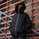 Men and women Balaclava Y2kGothic Harajuku winter new item double hooded sweatshirt men's hooded mask zipper sportswear