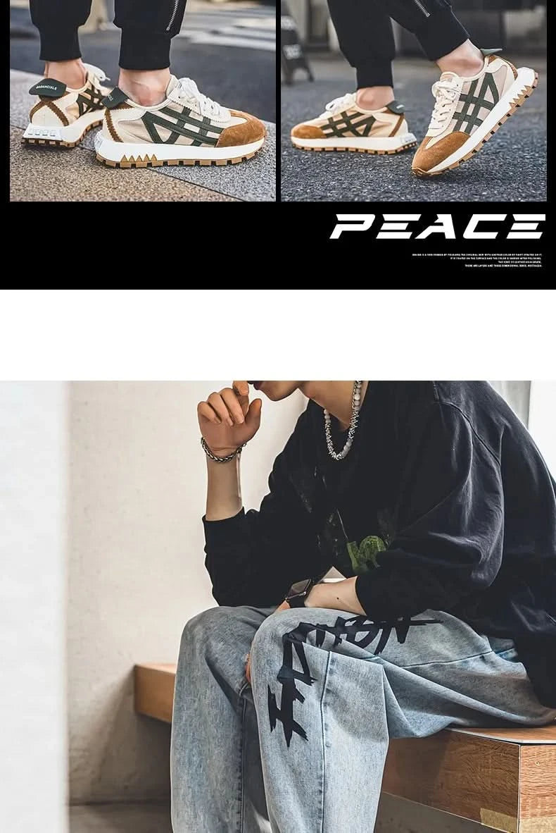 New men's trendy versatile casual sports shoes, men's thick-soled lightweight non-slip breathable trendy shoes кроссовки мужские - M & M Global