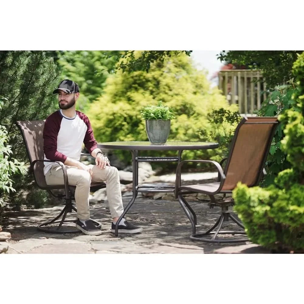 Swivel Outdoor Rocker Chairs with 360° Swivel & Rocking Motion, Weather-Resistant Fabric & Powder-Coated Steel Frame