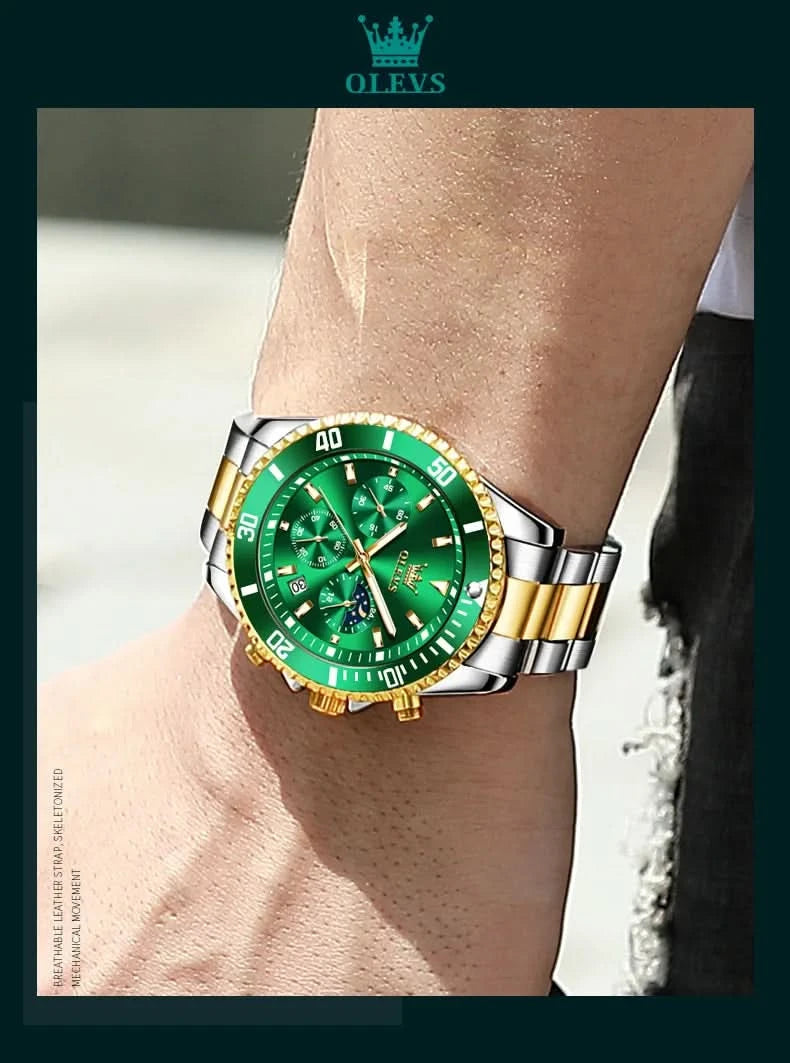 OLEVS Watches For Men Classic with Date Dress Luxury Big Face Waterproof Luminous Men's Wrist Watch Stainless Steel Men Watch - M & M Global