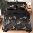 Elegant butterfly hot stamping design printed Comforter sets, 100% microfiber comfortable and breathable, machine washable