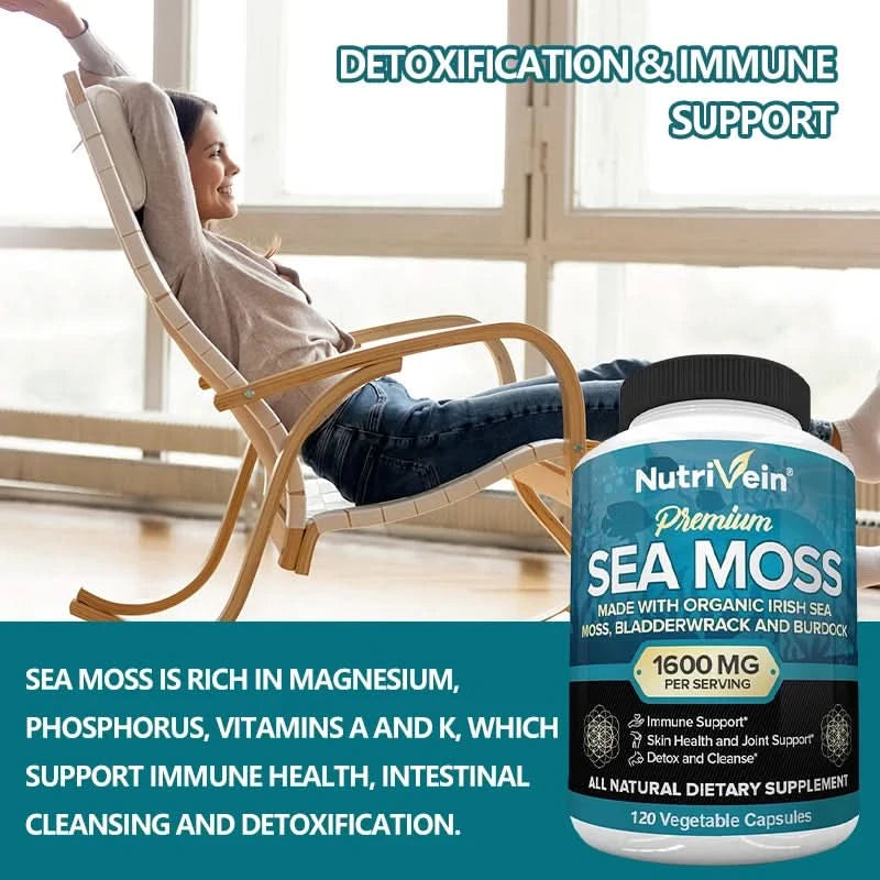 Vegetarian Organic Sea Moss Supports Immune System, Joint Health Intestinal Cleansing Detoxification & Cleansing Skin Supplement - M & M Global