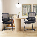 JHK Ergonomic Office Chair No Wheels with Comfy Armrest and Mesh Lumbar Support Back Basket Design for Guest Reception