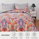 3-Piece King Comforter Set, Gray Rainbow Floral Pattern, Lightweight Microfiber, Reversible Design, Hotel Luxury Bedding, Machin