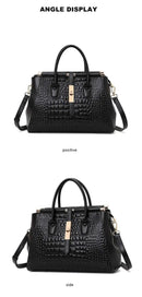 Aidrani Genuine leather women's handbag, fashion crocodile pattern design, high-end luxury cowhide bag large capacity - M & M Global