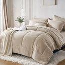 7-Piece Bed in a Bag Comforter Set Queen – Stylish Solid Geometric Bedding Set with Comforter, Sheets & Pillowcases – Modern Design, Ideal Gift