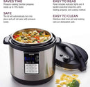 6 Quart Programmable Electric Multi-Cooker: Pressure Cooker, Slow Cooker, Rice Cooker, Yogurt Maker, Steamer and more - Stainles - M & M Global