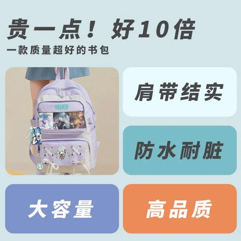 Miku Future School Backpack for Girls 2025 New Fashion Print Youth Pain Bag Large Capacity Backpack for School - M & M Global