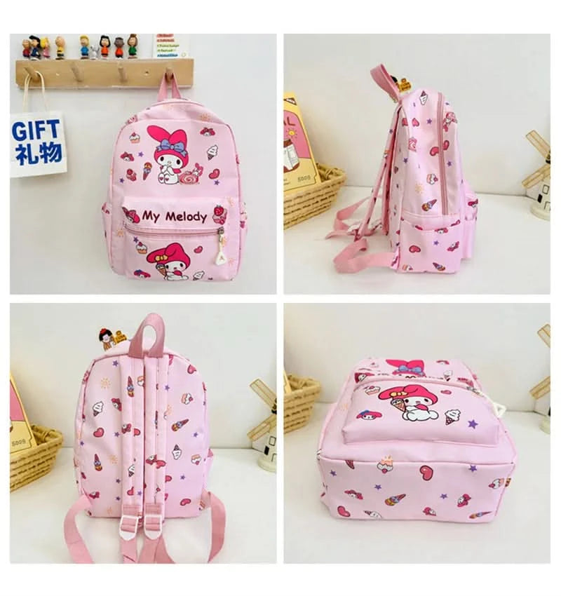 Sanrio Kuromi Hello Kitty My Melody Cinnamoroll Cartoon Backpack Cute Pompom Purin Pochacco School Bag For Adults Kids Sac A Dos - M & M Global