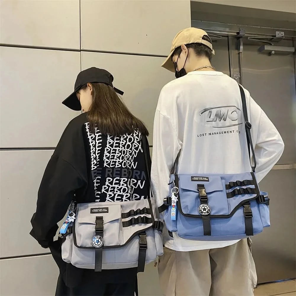 Unisex Nylon Fabric Messenger Bags Multi Pockets Large Capacity Shoulder Shopper Tote Bag Student School Satchels Female Handbag - M & M Global