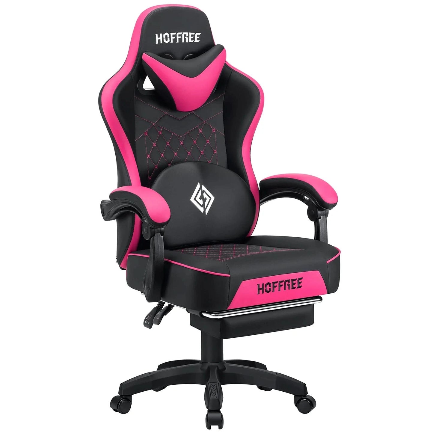 Gaming Chair with bluetooth Speakers RGB LED Lights Ergonomic Massage Video Game Chair with Footrest High Back w/ Lumbar Support
