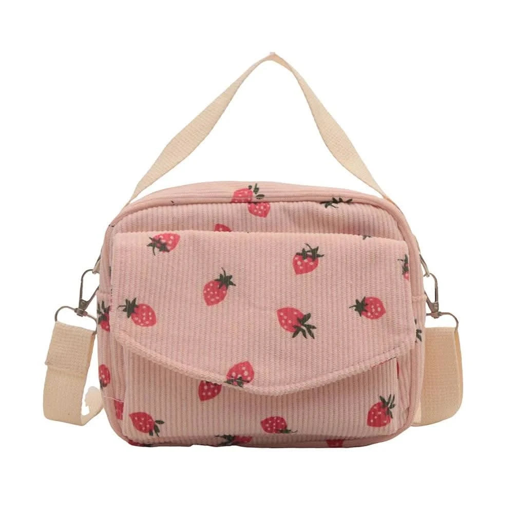Corduroy Cartoon Shoulder Bag with Adjustable Strap Trendy Crossbody Bag Adorable Shoulder Bag Women Commute Bag - M & M Global