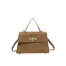 Trendy Suede Shoulder Bag Square Clutch Handbag with Adjustable Strap Satchel Purse Tote Bag for Women Work Shopping Travel - M & M Global