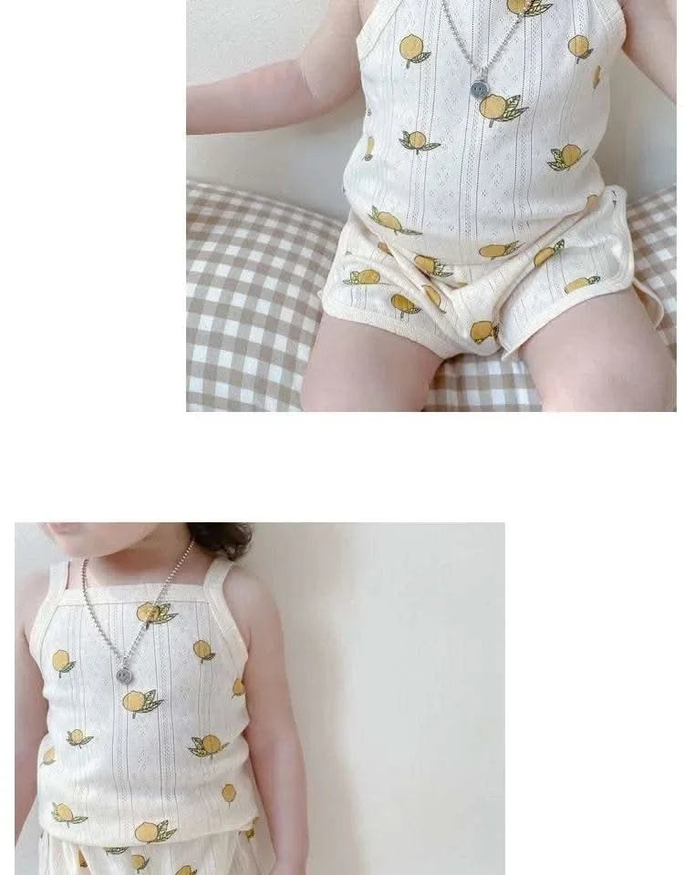 Baby Clothes Sets Summer Toddler Girl Strap Suits Cotton Printing Baby Boy Tops Tee and Shorts Infant Tracksuit Newborn Sets - M & M Global