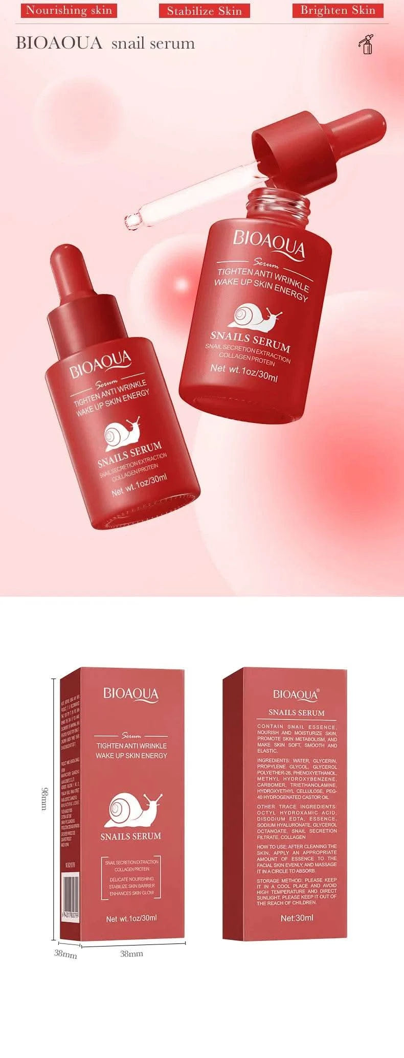 BIOAQUA Vitamin C Retinol Hyaluronic Acid Serum Moisturizing Brightening Hydrating Firming Facial Essence Beauty Face Skin Care - M & M Global