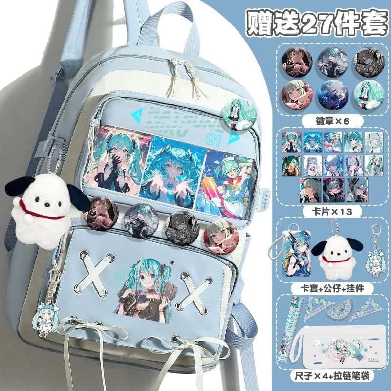 Miku Future School Backpack for Girls 2025 New Fashion Print Youth Pain Bag Large Capacity Backpack for School - M & M Global