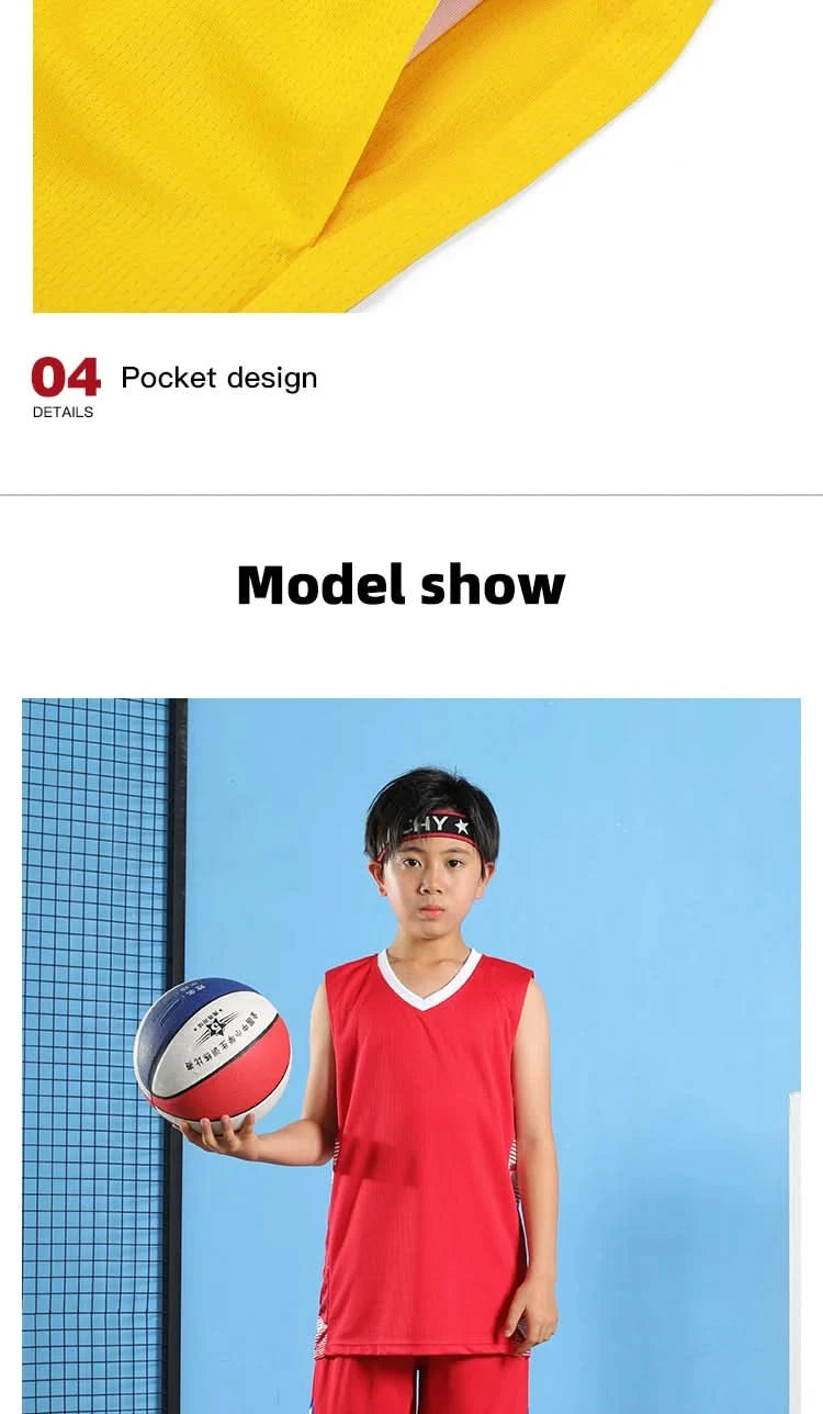 Kid Basketball Jersey Quick-drying Training Uniform Shirts Children Sportswear Kit Boys and Girls Tracksuit Sport Suit Clothes - M & M Global