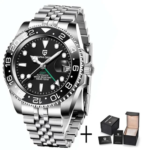 PAGANI DESIGN PD-1662 Luxury GMT Men Mechanical Wristwatch Sapphire Glass Stainless Steel 100M Waterproof Automatic Watches - M & M Global