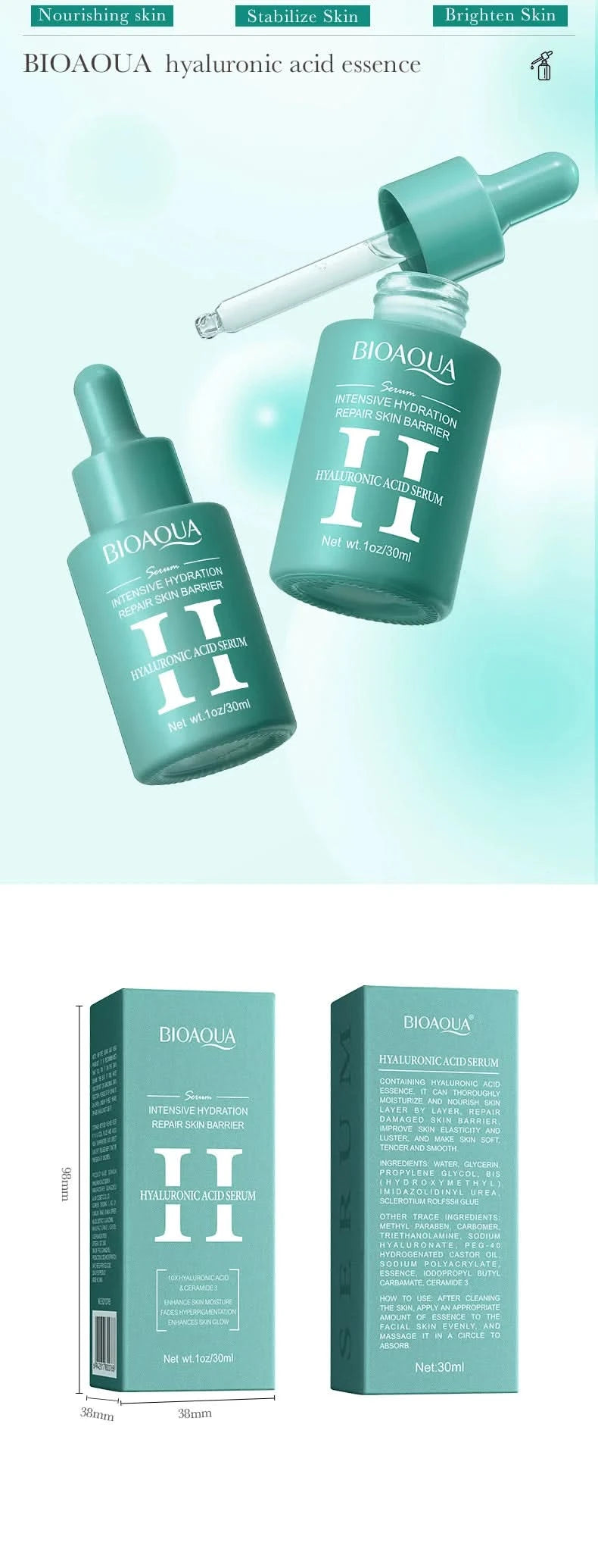 BIOAQUA Vitamin C Retinol Hyaluronic Acid Serum Moisturizing Brightening Hydrating Firming Facial Essence Beauty Face Skin Care - M & M Global