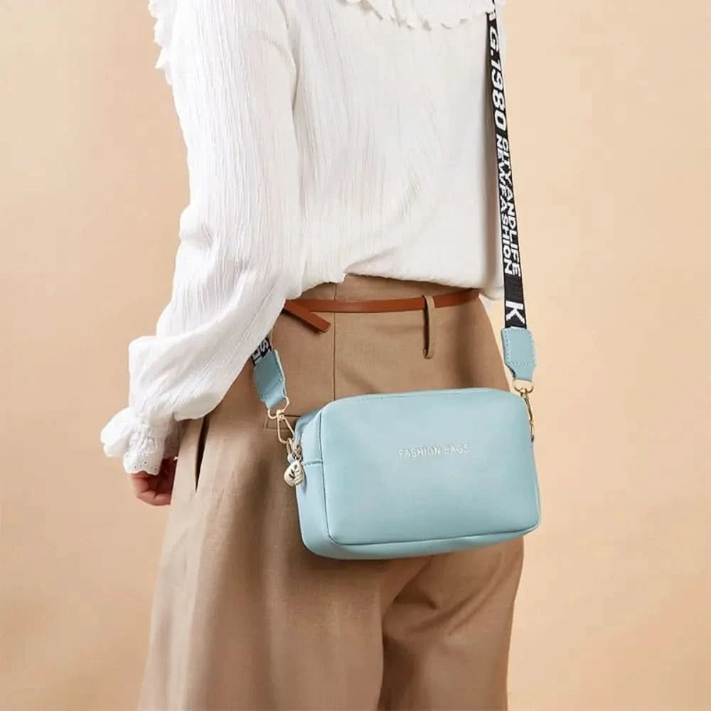 Women Handbag and Purse Simple Designer Fashion Casual Messenger Bag Wide Strap Shoulder Bag Female Small Phone Crossbody Bag - M & M Global