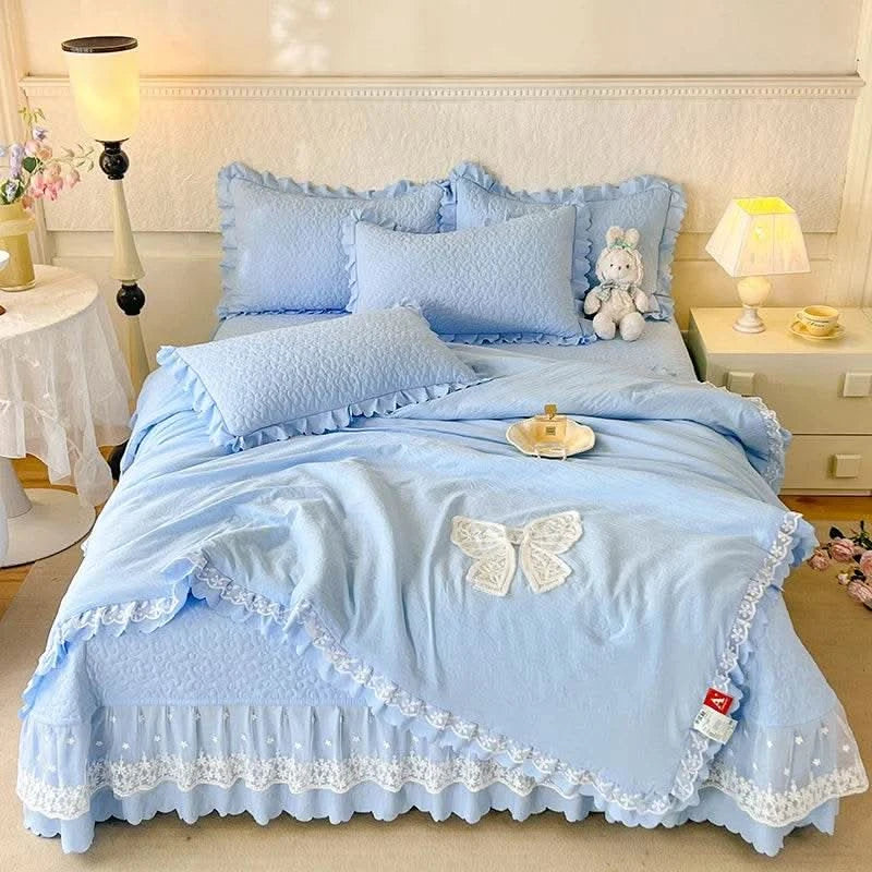 Bow Summer Quilt Single Quilt Air Conditioning Quilt Suitable for Women's Bedroom Apartment French Elegant Bow Summer Quilt - M & M Global