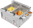Commercial Gas Deep Fryer, 12L Stainless Steel Countertop Oil Fryer Dual Tank Kitchen Fat Fryer with Removable Baskets & Seasoni - M & M Global