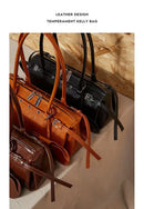 Genuine Leather Women's Baguette Bag Niche Retro Motorcycle Trend Cool belt Handbag New Luxury Design Shoulder Underarm Bag - M & M Global