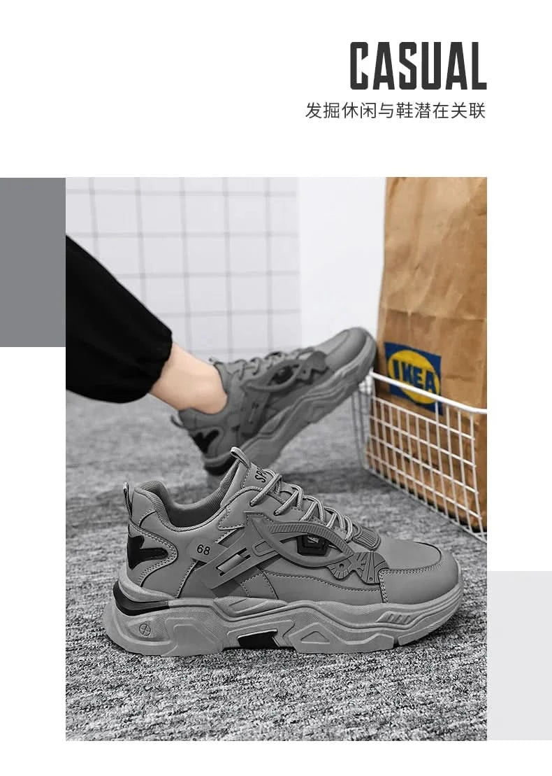 Student height increasing shoes four season new thick sole men's casual sports shoes soft sole comfortable outdoor running shoes - M & M Global